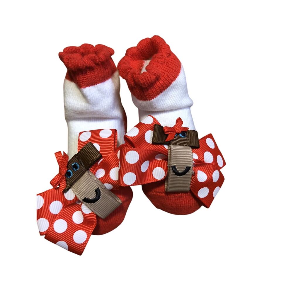 NWOT Animal Socks With Red Polka Dot Bow